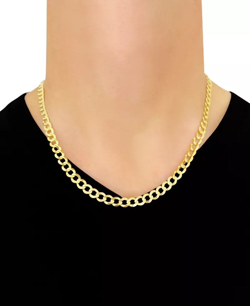 [14K, 7Mm] Gold 22" Open Curb Link Chain Necklace