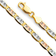 14K Tri Color Gold Men'S 4Mm Fancy Star Diamond Cut Chain Bracelet - 7.5"