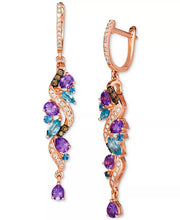 Multi-Gemstone (1-5/8 Ct. T.W.) & Diamond (3/8 Ct. T.W.) Drop Earrings in 14K Rose Gold