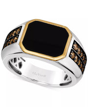 [14K, 1/2 Ct. T.W.] Gold Chocolatier® Onyx & Chocolate Diamonds in Sterling Silver Gold