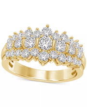 [14K, 1-1/2 Ct. T.W.] Gold Diamond Cluster Ring