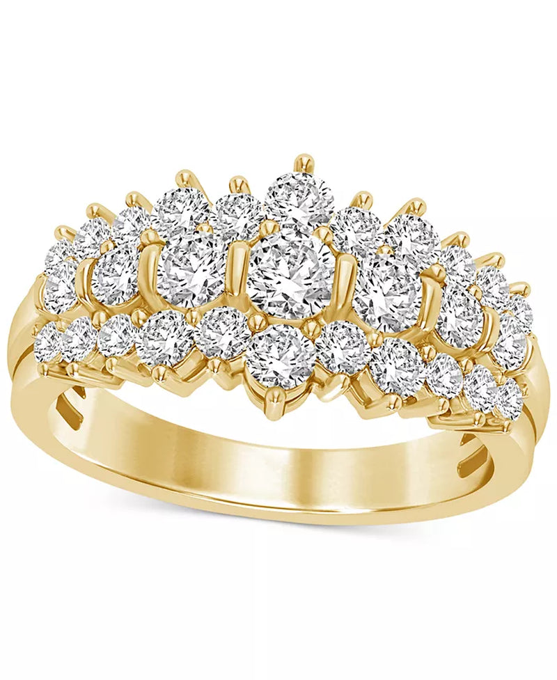 [14K, 1-1/2 Ct. T.W.] Gold Diamond Cluster Ring