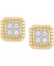 [10K, 1/2 Ct. T.W.] Gold  Lab Grown Diamond Square Halo Cluster Stud Earrings