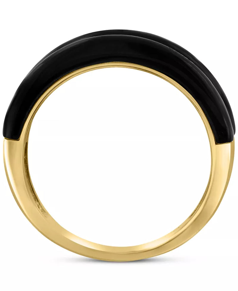 [14K, 1/10 Ct. T.W.] Gold Onyx & Diamond Ring