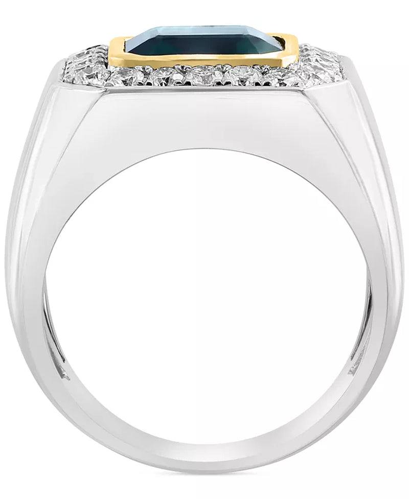 [14K, 2-7/8 Ct. T.W.] Two-Tone Gold Lab Grown Emerald & Diamond  Halo Ring in 