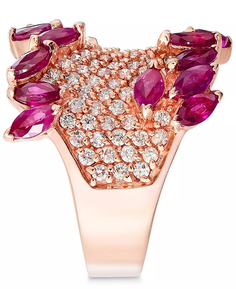 [14K] Rose Gold Ruby (3-1/4 Ct. T.W.) & Diamond (1-3/8 Ct. T.W.) Ring