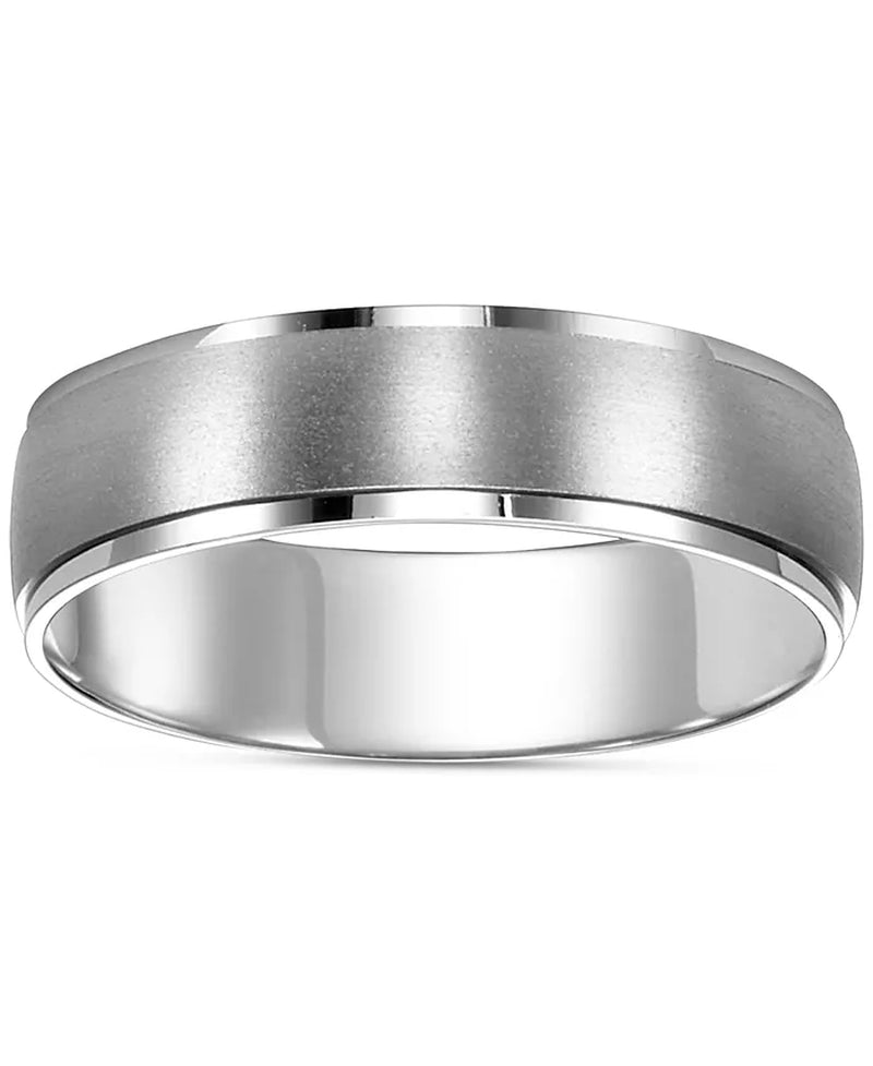 Platinum Men's Low Dome Brushed Finish Comfort Fit Wedding Band