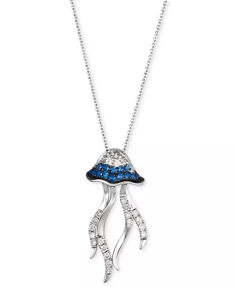 Ombrã©Â® Multi-Gemstone (3/8 Ct. T.W.) & Nude Diamond (1/4 Ct. T.W.) Jellyfish Pendant Necklace in 14K White Gold, 18" + 2" Extender