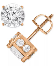 [14K, 1-1/4 Cttw] White, Yellow or Rose Gold Diamond Stud Earrings