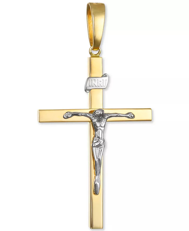 [14K] Two-Tone Gold & White Gold  Crucifix Pendant