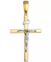 [14K] Two-Tone Gold & White Gold  Crucifix Pendant