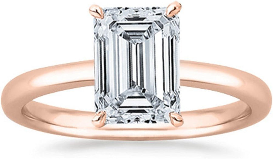 White Gold Solitaire Emerald Cut Diamond Engagement Ring