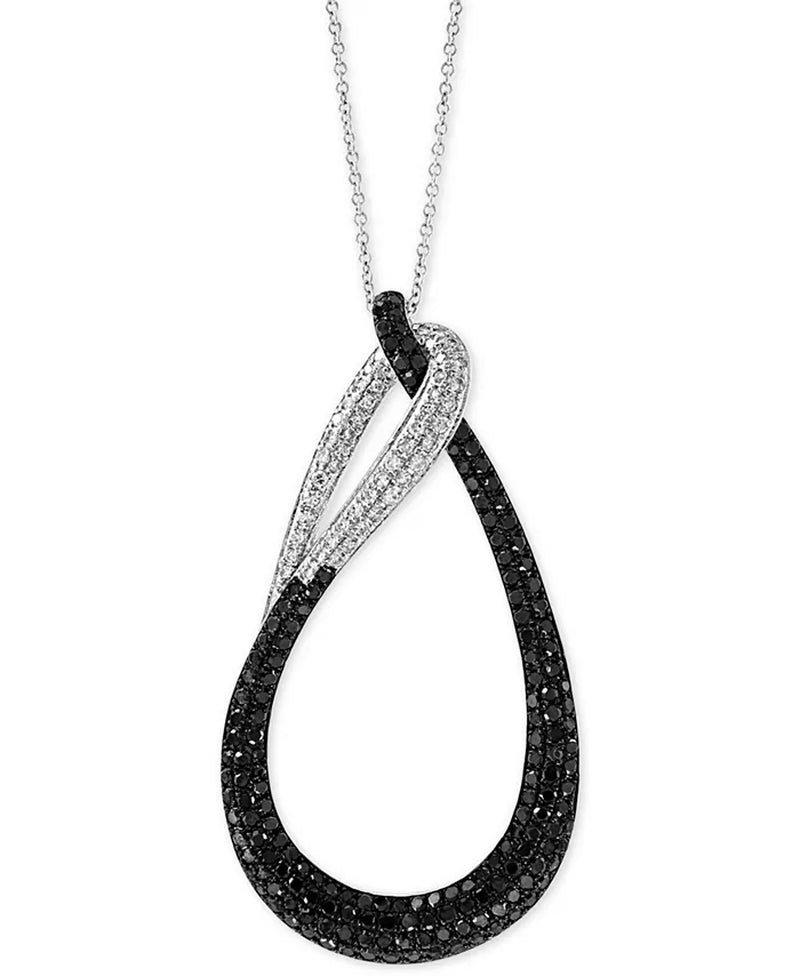 [14K, 1 Ct. T.W.] White Gold Diamond Loop 18" Pendant