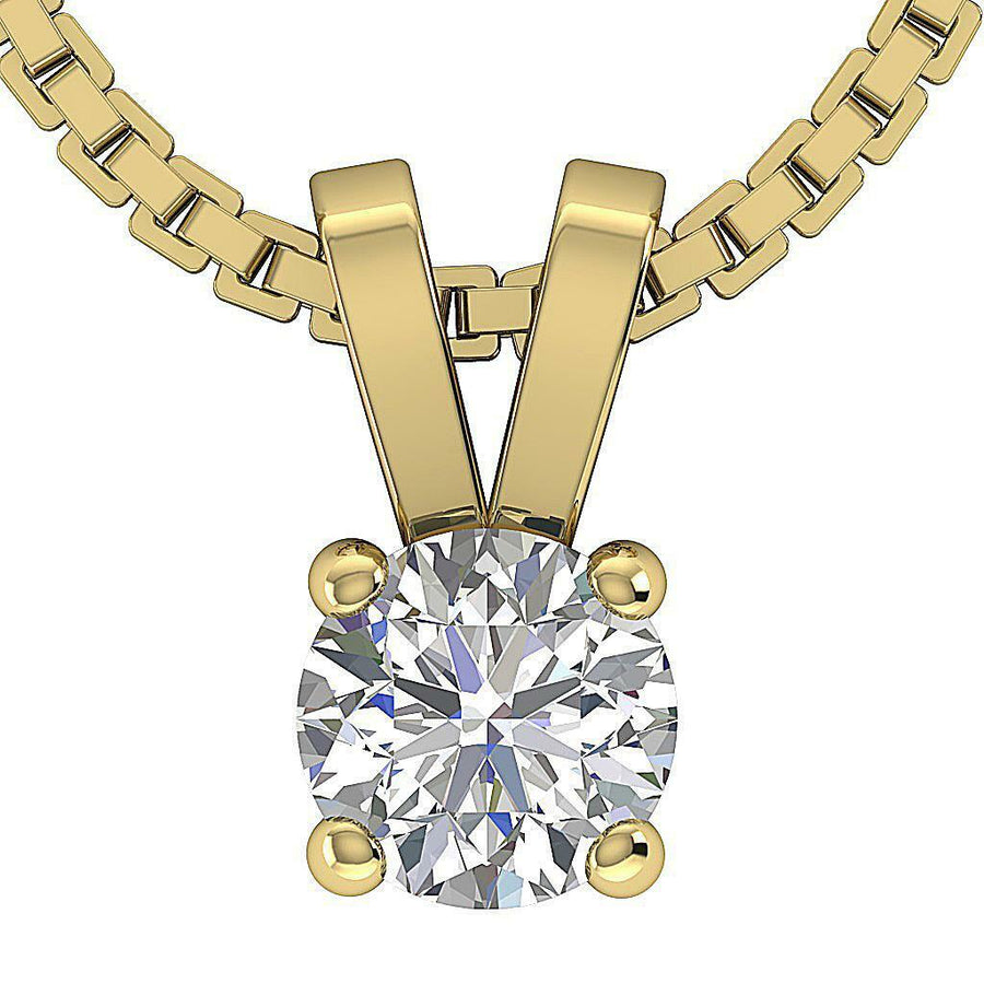 Solitaire Pendant Necklace I1 G 0.25Ct Natural Diamond Prong Set 14K Yellow Gold