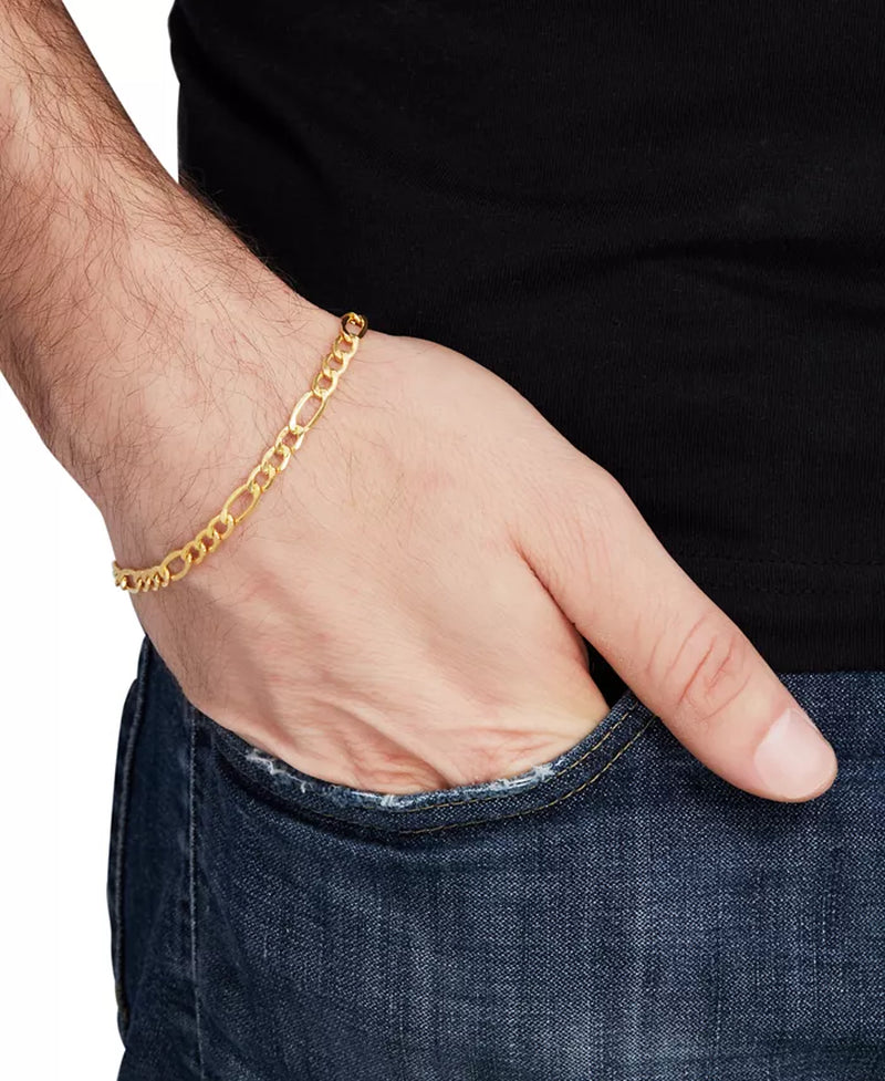 [10K] Gold Figaro Men's Link Chain Bracelet
