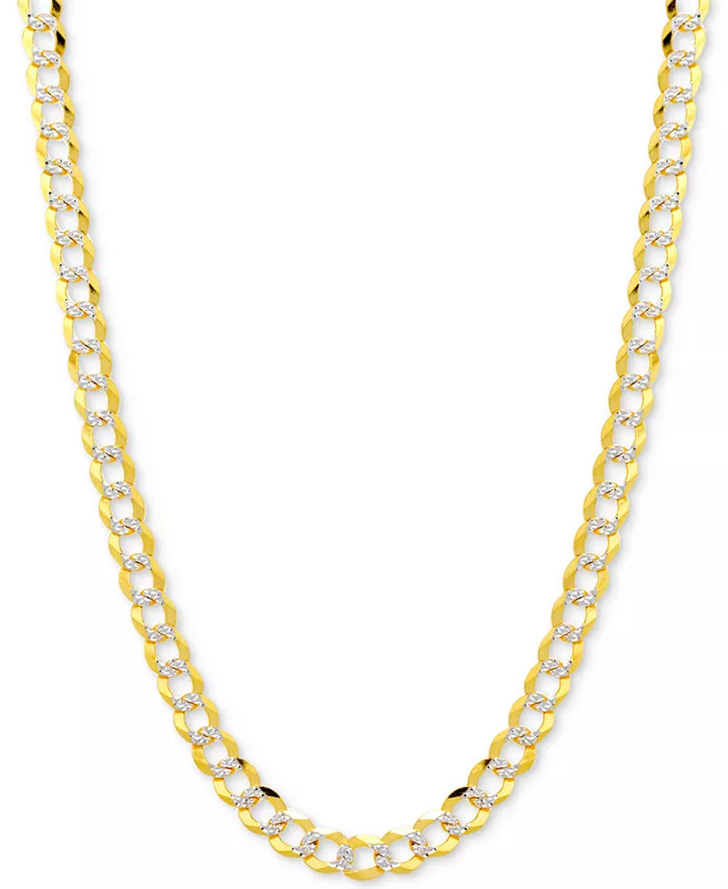 18" Two-Tone Open Curb Link Chain Necklace (3-5/8Mm) in Solid 14K Gold & White Gold