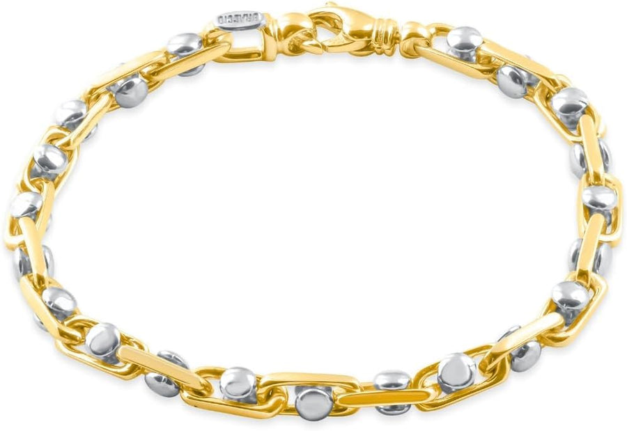 [14K], 33 Grams] Solid Yellow Gold  Designed Link 5.5Mm Heavy 8.5" Masculine Bracelet 