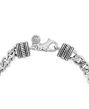  Men's Sterling Silver Rondelle & Curb Link Bracelet