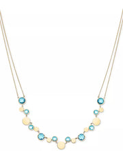 [14K , (14-3/4 Ct. T.W.] Gold Multi-Blue Topaz & Polished Disc Double Strand 18" Collar Necklace