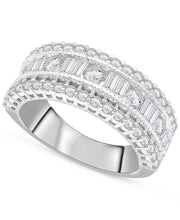 [14K. 1-1/2 Ct. T.W.] White Gold Diamond round & Baguette Band