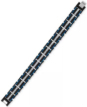 [1/3 Ct. T.W.] Blue & Black Ion-Plated Stainless Steel Diamond & Carbon Fiber Link Bracelet