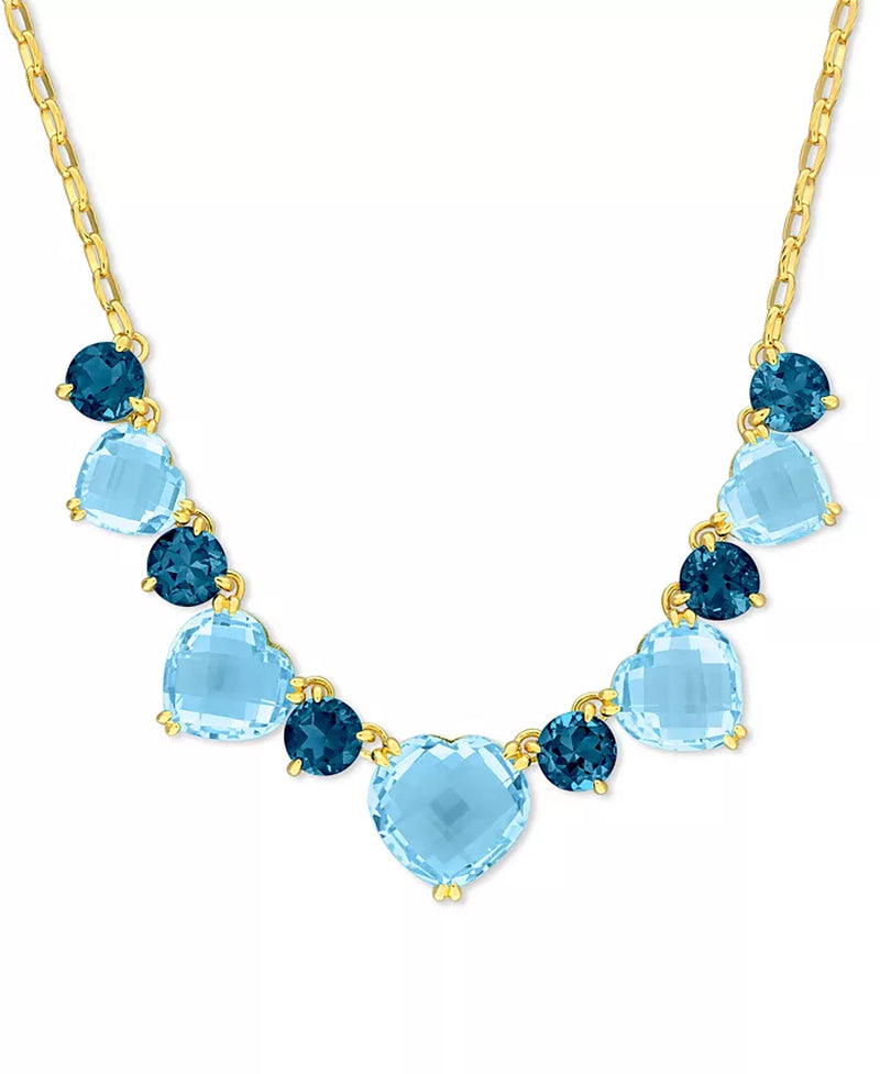 Yellow-Plated Sterling Silver Sky & London Blue Topaz Heart Collar Necklace (45-3/4 Ct. T.W.)