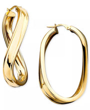 [14K] Gold Twisted Oval Hoop Earrings