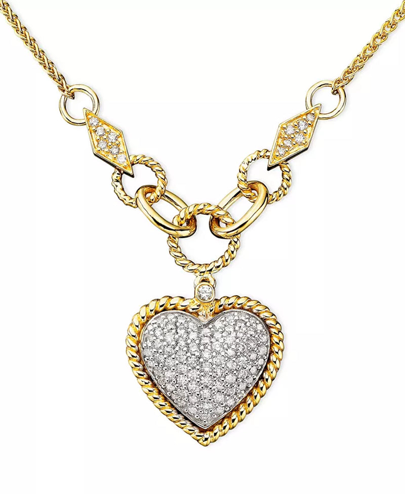 [14K, 3/4 Ct. T.W.] Rose Gold D'Oro Diamond Pavé Diamond Heart Pendant