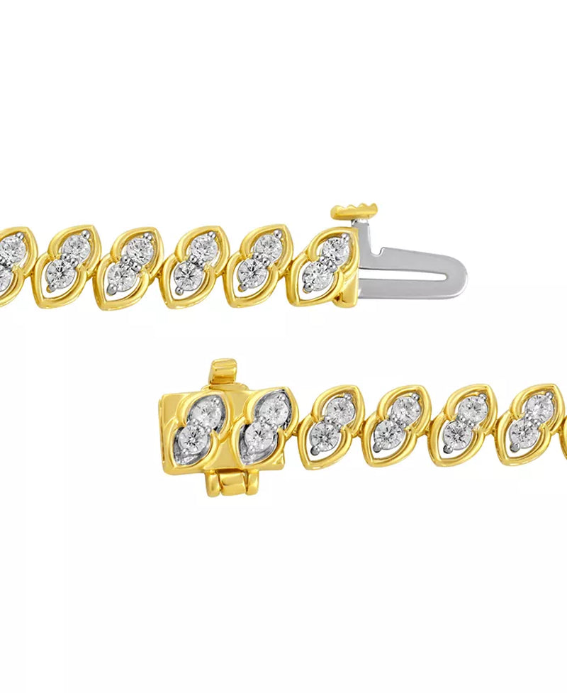 [2 Ct. T.W.] 10K Gold Two-Stone Diamond Link Bracelet